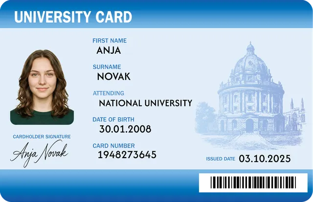 University card — novelty prop card design